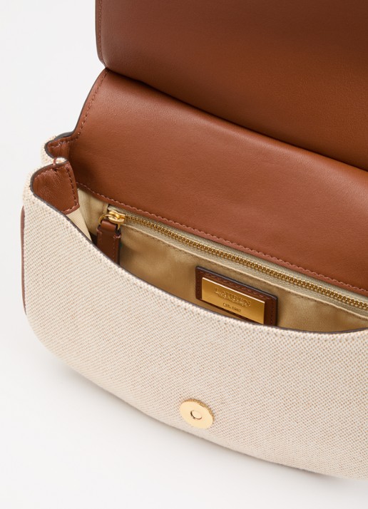 Ralph Lauren Marcy crossbody tas van canvas met details van leer  - detail 2 beige