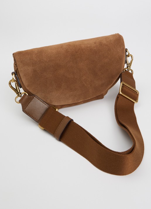 Ralph Lauren Marcy crossbodytas van suède - achterkant 5 lichtbruin