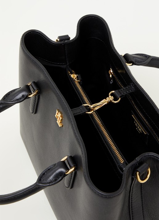 Ralph Lauren Marcy handtas van leer - detail 2 zwart
