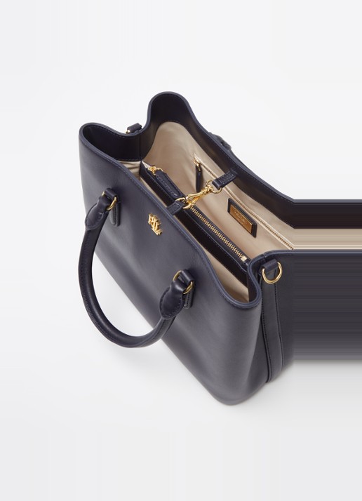 Ralph Lauren Marcy handtas van leer - detail 3 blauw