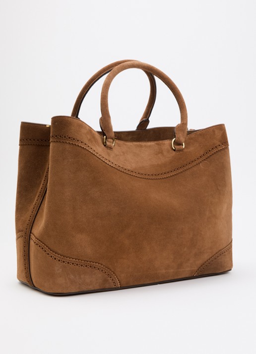 Ralph Lauren Marcy schoudertas van leer met afneembare schouderriem  - achterkant 4 lichtbruin