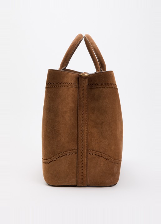Ralph Lauren Marcy schoudertas van leer met afneembare schouderriem  - detail 2 lichtbruin