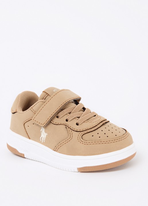 Ralph Lauren Master Court sneaker met logoborduring - voorkant 2 camel