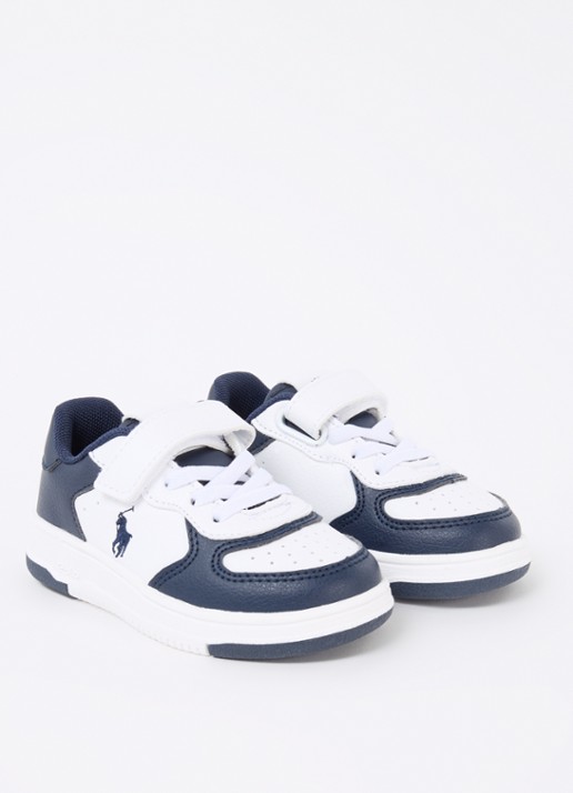 Ralph Lauren Master Court sneaker met logoborduring - voorkant 2 donkerblauw