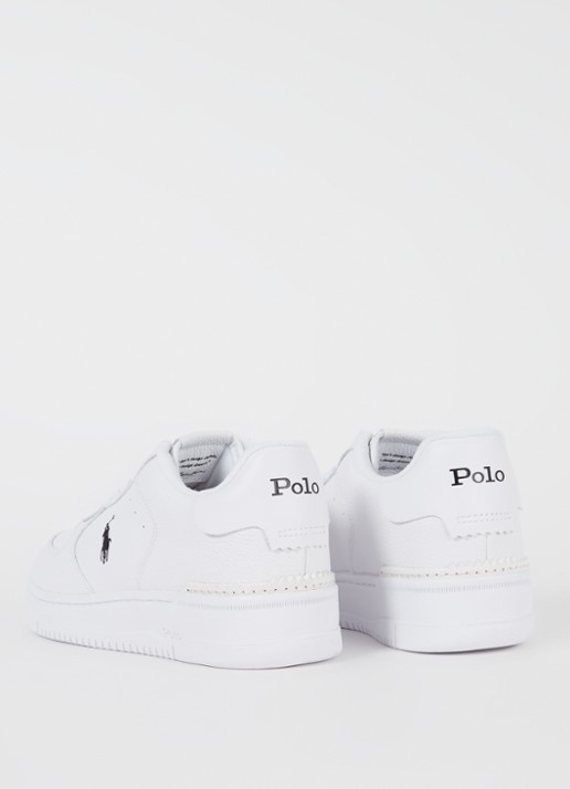Ralph Lauren Masters Court sneaker met leren details - achterkant wit