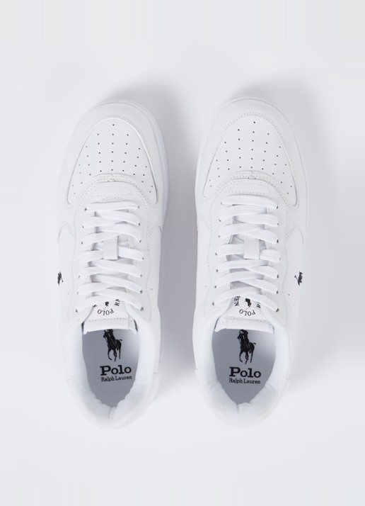 Ralph Lauren Masters Court sneaker met leren details - detail 4 wit