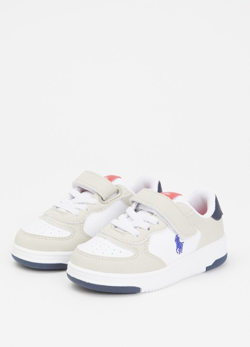 Ralph Lauren Masters Court sneaker met logo  - voorkant 4 beige