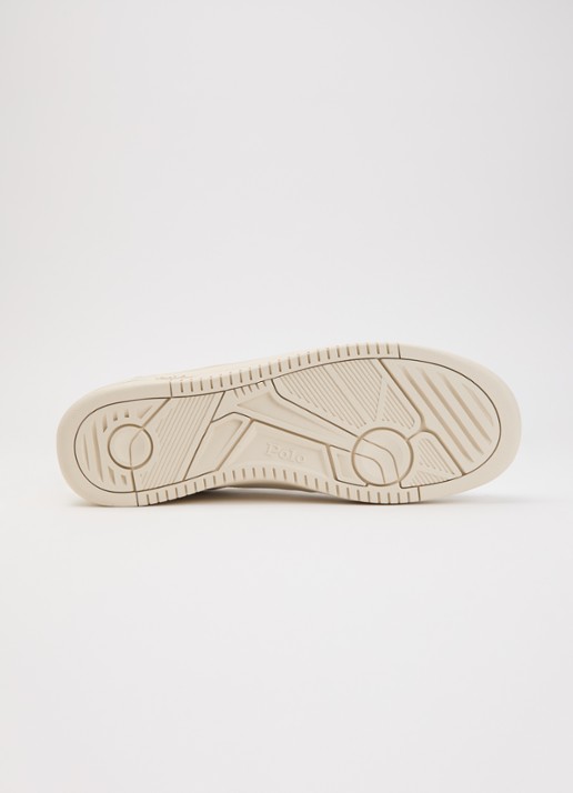 Ralph Lauren Masters Court sneaker van leer met logoborduring - detail 3 wit