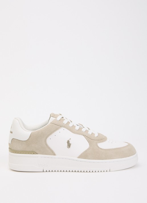 Ralph Lauren Masters Court Sneaker van leer met suède details en logoborduring