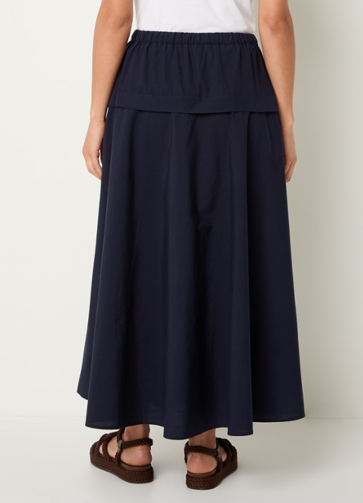 Ralph Lauren Maxi A-lijn rok van canvas - achterkant 2 donkerblauw