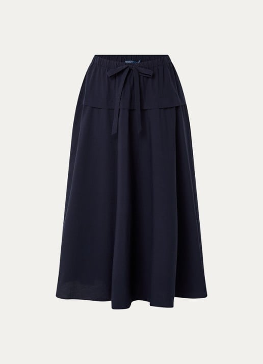 Ralph Lauren Maxi A-lijn rok van canvas - voorkant 3 donkerblauw