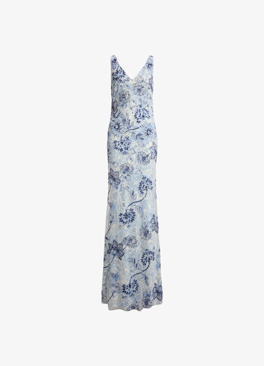 Ralph Lauren Maxi jurk met bloemenprint en kralendecoratie