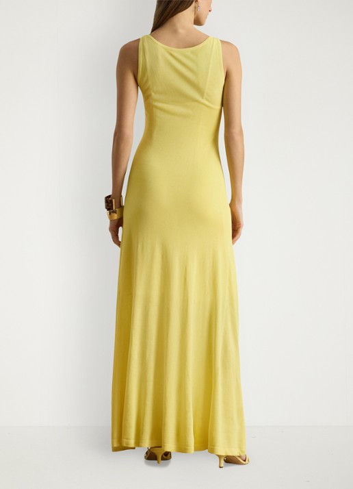 Ralph Lauren Maxi jurk met boothals - achterkant lemon sorbet / geel