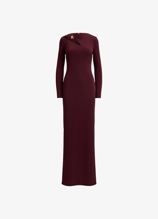 Ralph Lauren Maxi jurk met cut-out detail - voorkant 3 dark garnet / bordeauxrood