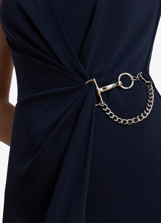 Ralph Lauren Maxi jurk met gespdetai - detail 2 lauren navy / donkerblauw