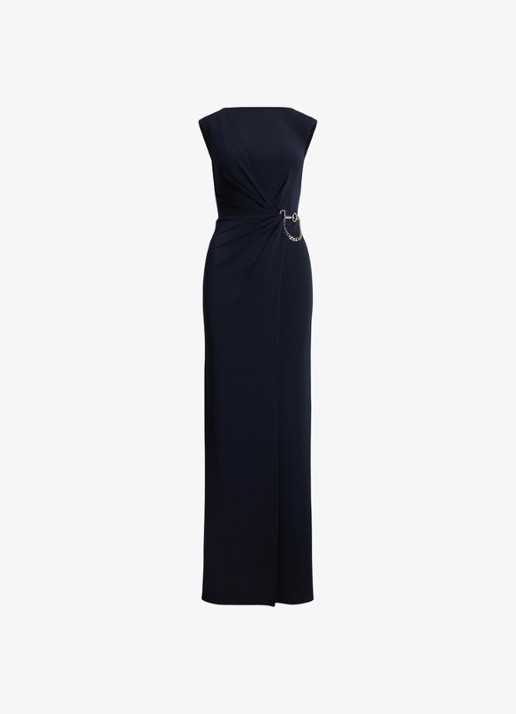 Ralph Lauren Maxi jurk met gespdetai - voorkant 3 lauren navy / donkerblauw