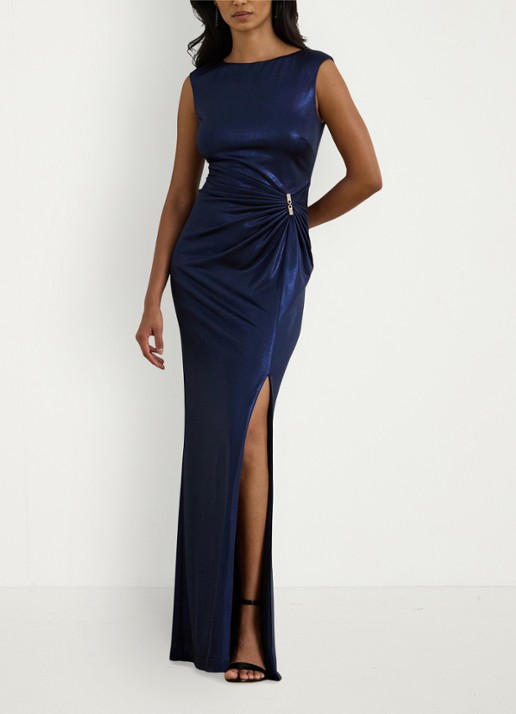Ralph Lauren Maxi jurk met metallic finish en gespdetail