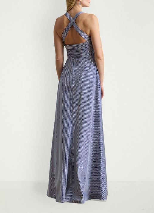 Ralph Lauren Maxi jurk met streepprint - achterkant 4 blue/white / blauw