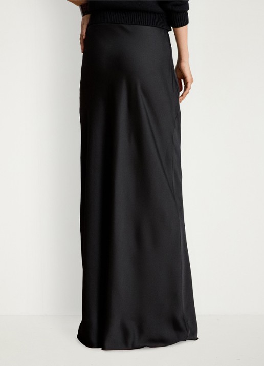 Ralph Lauren Maxi rok van satijn - achterkant zwart