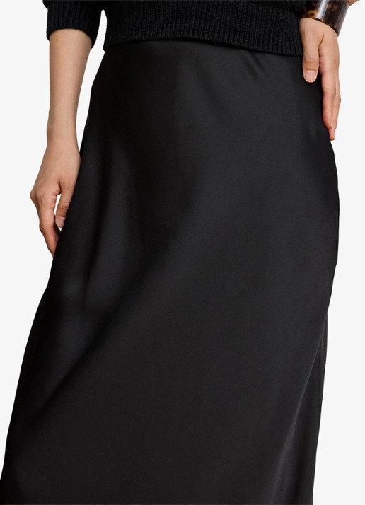 Ralph Lauren Maxi rok van satijn - detail 5 zwart