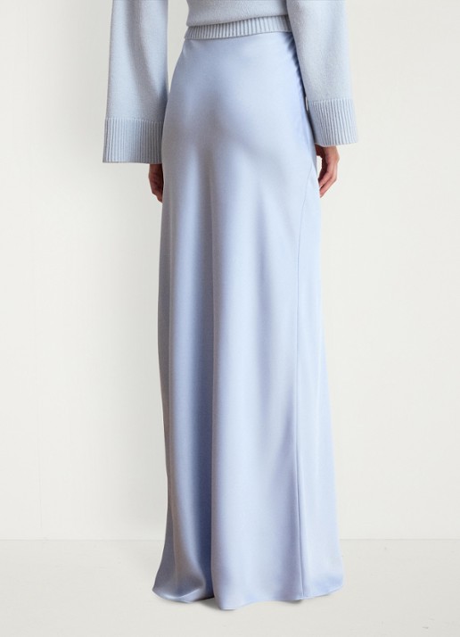 Ralph Lauren Maxi rok van satijn - achterkant 3 icy blue / blauw
