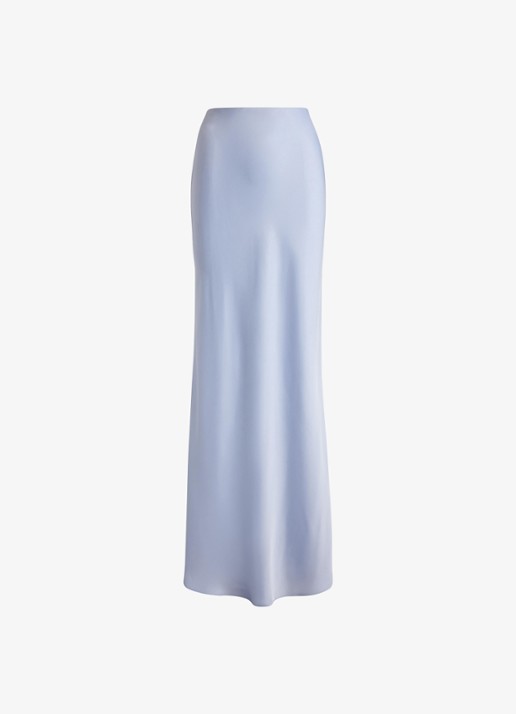 Ralph Lauren Maxi rok van satijn - voorkant 4 icy blue / blauw