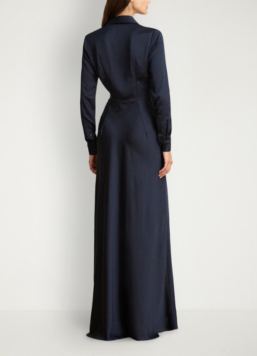 Ralph Lauren Maxi tuniekjurk met plooidetail - achterkant lauren navy / blauw