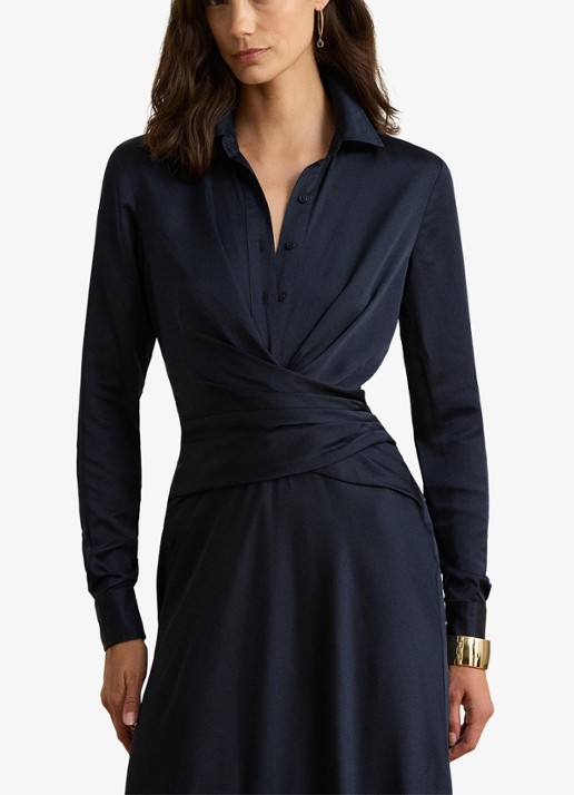 Ralph Lauren Maxi tuniekjurk met plooidetail - detail 2 lauren navy / blauw