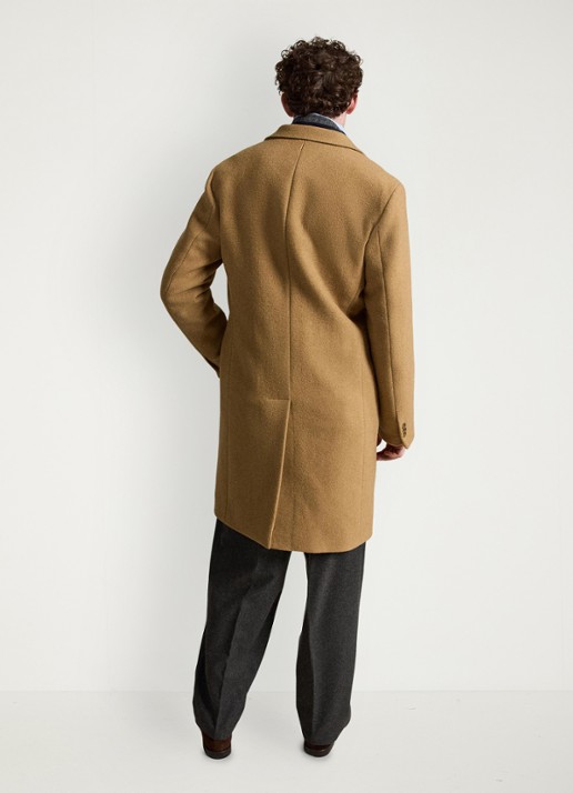 Ralph Lauren Melton mantel in wolblend met steekzakken - achterkant 3 camel / camel
