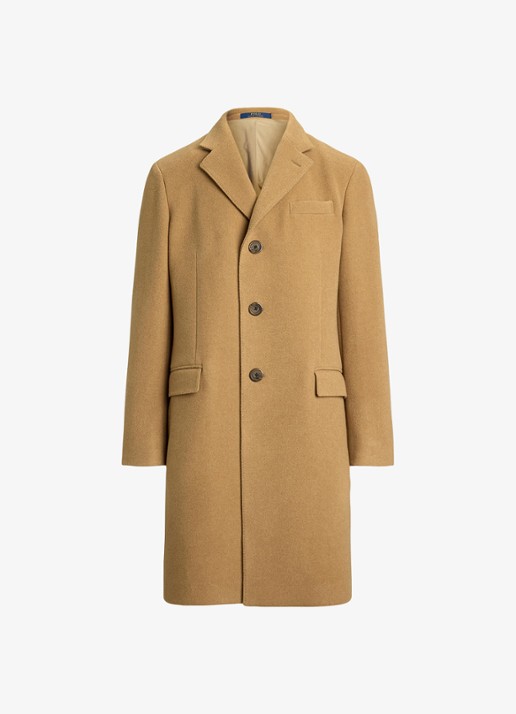 Ralph Lauren Melton mantel in wolblend met steekzakken - voorkant 4 camel-2wb2