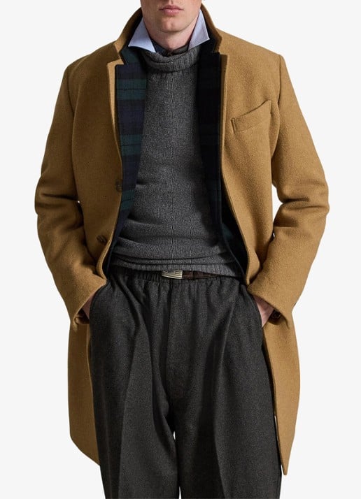 Ralph Lauren Melton mantel in wolblend met steekzakken