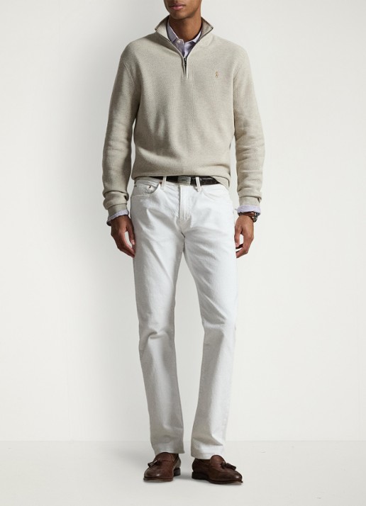 Ralph Lauren Mesh-gebreide katoenen trui met rits - detail 4 light walnut brown / brown