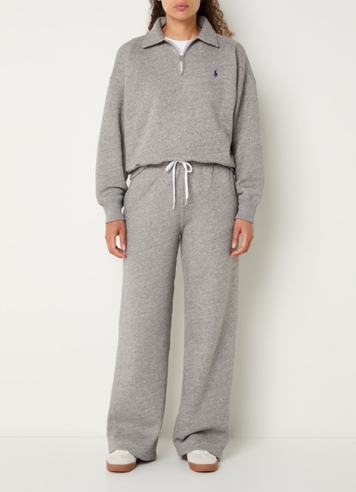 Ralph Lauren Mid waist loose fit joggingbroek met logoborduring - voorkant 2 middengrijs