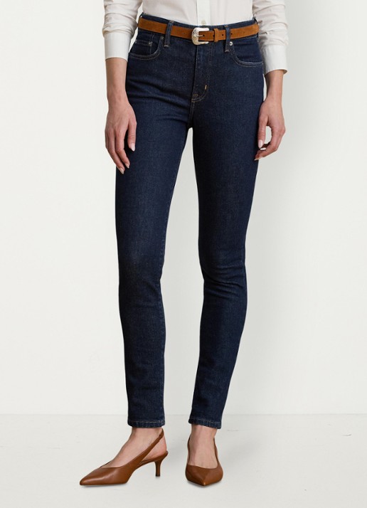 Ralph Lauren Mid waist slim fit jeans met donkere wassing