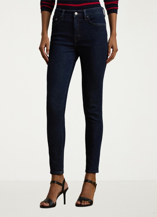 Ralph Lauren Mid waist slim fit jeans met donkere wassing - detail 2 rinse wash / indigo