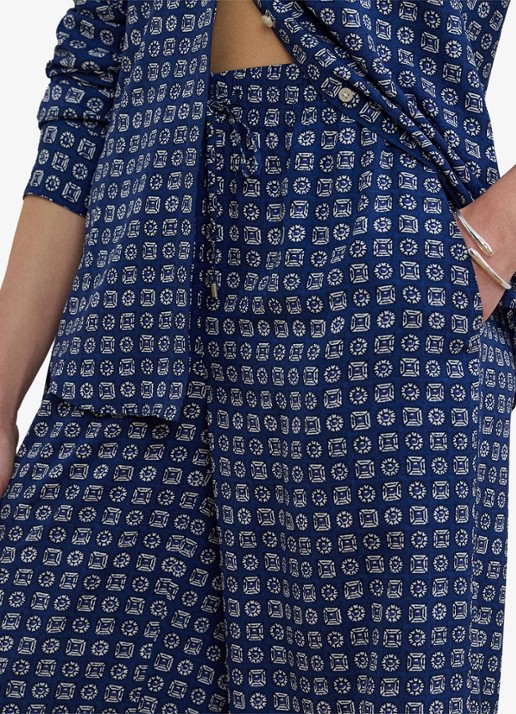 Ralph Lauren Mid waist wide fit broek met print - detail 4 blauw