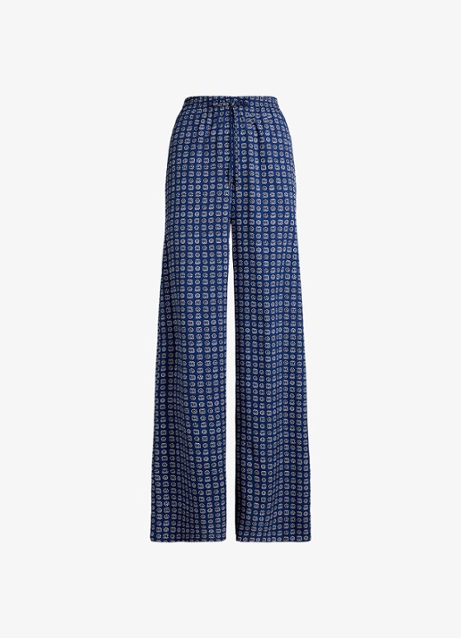 Ralph Lauren Mid waist wide fit broek met print - voorkant blauw