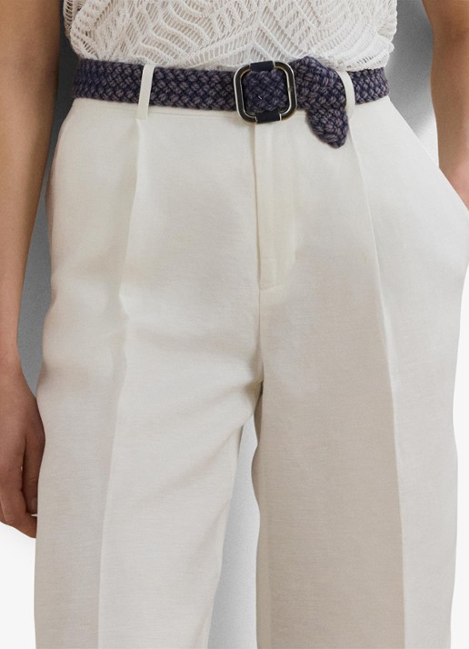 Ralph Lauren Mid waist wide fit broek met steekzakken - detail 5 wit