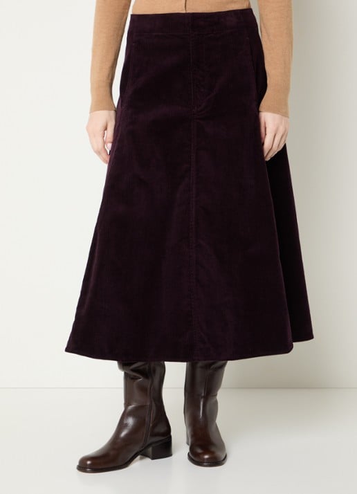 Ralph Lauren Midi A-lijn rok van corduroy met steekzakken