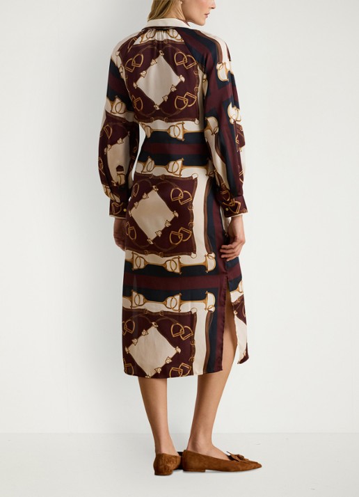Ralph Lauren Midi blousejurk met ballonmouw - achterkant navy / donkerblauw