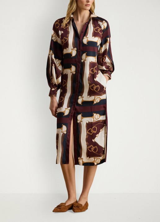 Ralph Lauren Midi blousejurk met ballonmouw