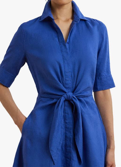 Ralph Lauren Midi blousejurk met gestrikt detail - detail 4 blue lapis / blauw