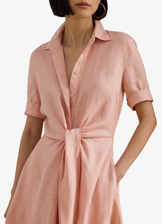 Ralph Lauren Midi blousejurk met gestrikt detail - detail 3 pink rhodonite / roze