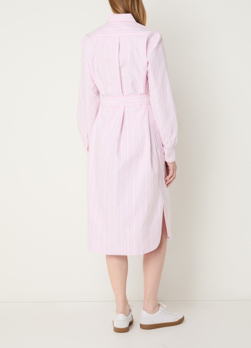 Ralph Lauren Midi blousejurk met streepprint en steekzakken - achterkant 2 roze