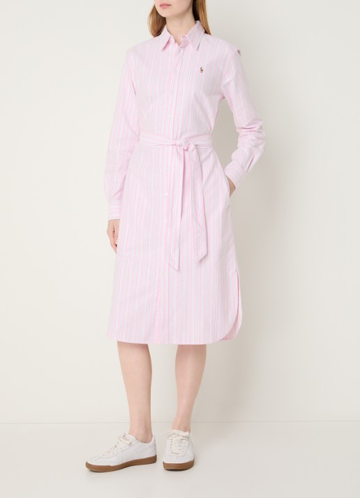 Ralph Lauren Midi blousejurk met streepprint en steekzakken