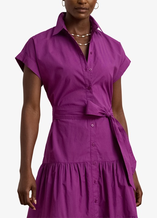 Ralph Lauren Midi blousejurk met strikceintuur