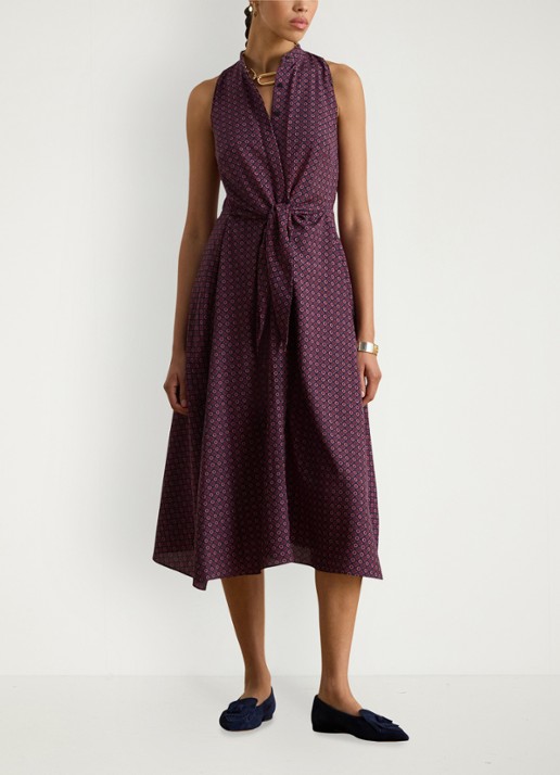 Ralph Lauren Midi blousejurk met strikdetail en print