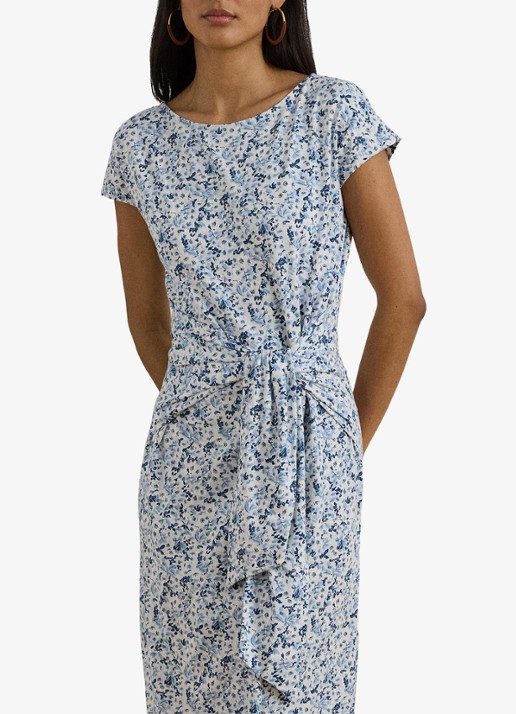 Ralph Lauren Midi jurk met bloemenprint en geknoopt detail