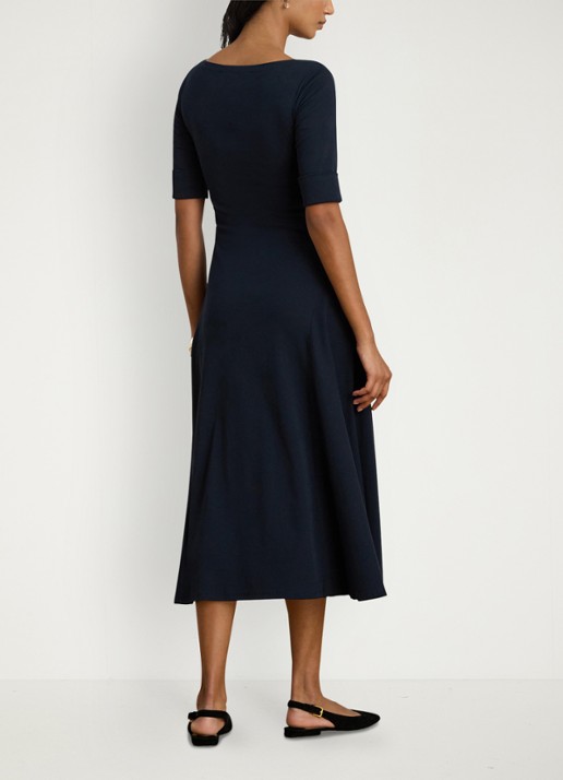 Ralph Lauren Midi jurk met boothals - achterkant lighthouse navy / donkerblauw