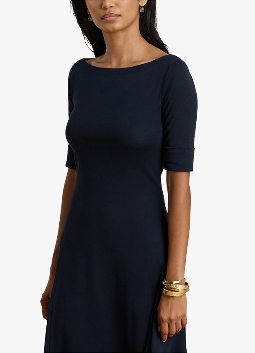 Ralph Lauren Midi jurk met boothals - detail 9 lighthouse navy / donkerblauw